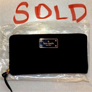 Kate Spade black Wilson Road Neda zip around Nylon wallet